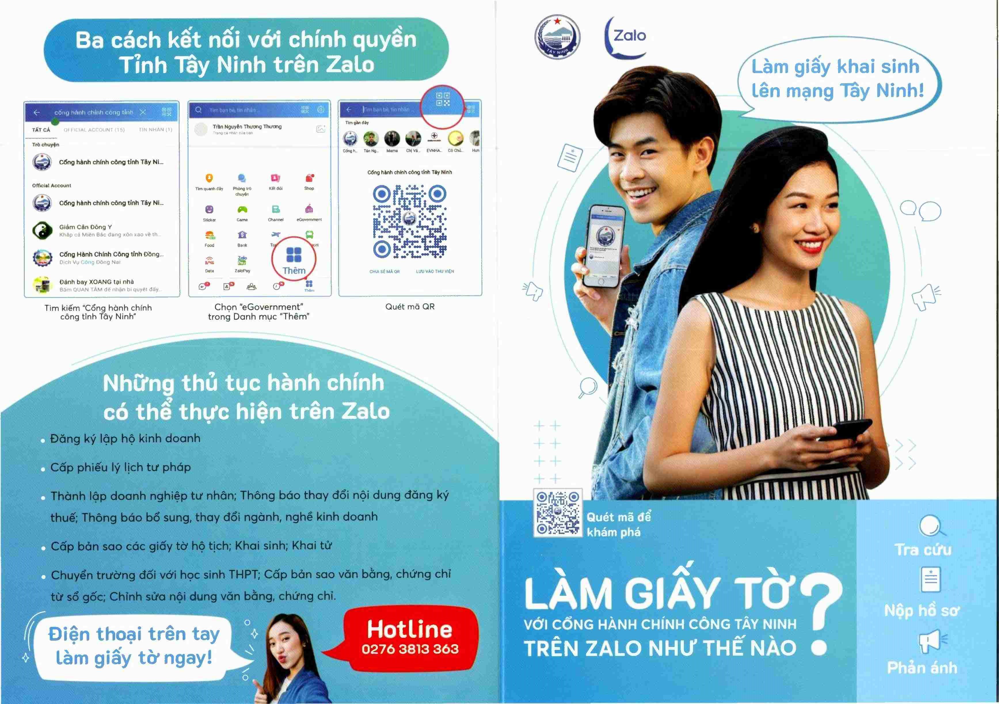 Hướng dẫn sử dụng Cổng hành chính công tỉnh Tây Ninh trên mạng xã hội Zalo